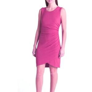 Avln Studio Lane Ruched Knit Fitted Dress Magenta Women's Size Medium Stitch Fix